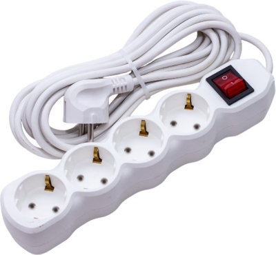 Удлинитель  ПРЕМИУМ С КНОПКОЙ 4гн (5М) У10-004  ПВС 3*0,75 с/з  IRS-201-6с /25