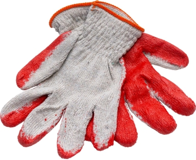 Перчатки х/б красная ладошка, оранж. кайма /10 /600