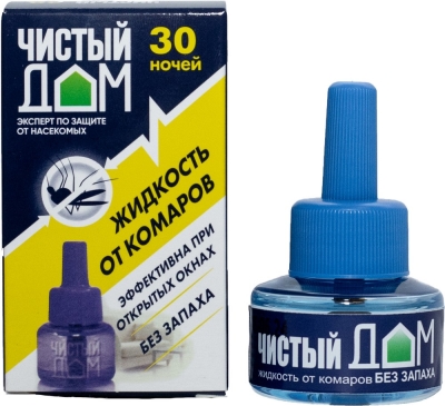 Жидкость от комаров "Чистый дом" 29 мл без запаха, 30 ночей /10 /80