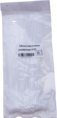 Стяжка для проводов белая 4*250 мм 100 шт. /280