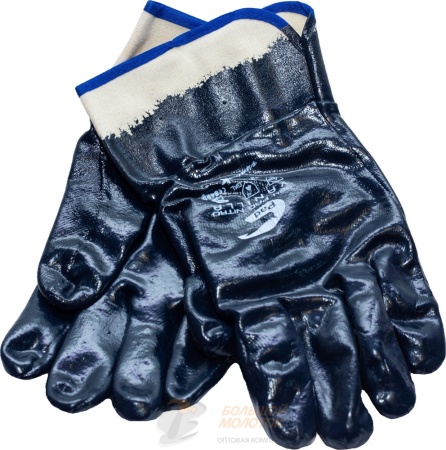 Перчатки темно-синий облив, масло-бензостойкие №64 /12 /288-300