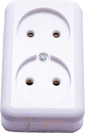 Розетка РА 10-009 2ОП, белая, с КАРБОЛИТ. осн. /130