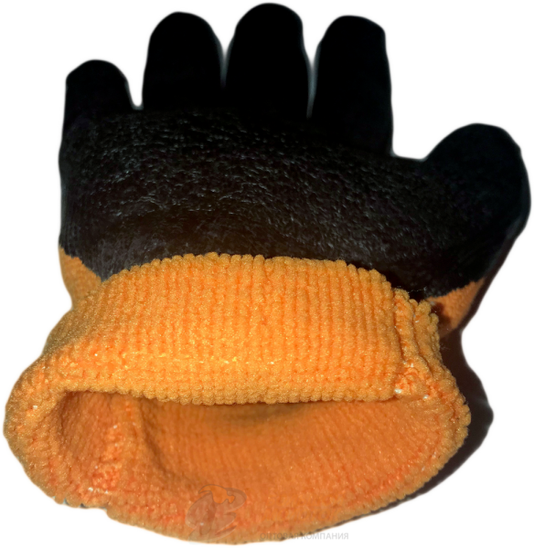Перчатки зимние оранж., черная ладошка №47 /10 /480