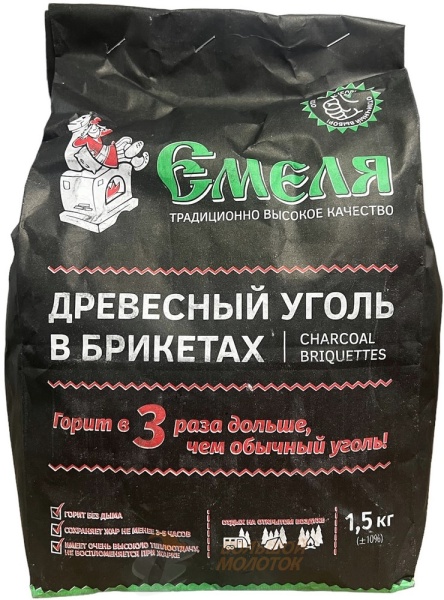 Уголь в БРИКЕТАХ 1,5 кг Емеля /300