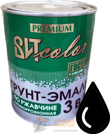 Грунт-эмаль по ржавчине 3в1 черная 0,8 кг /14