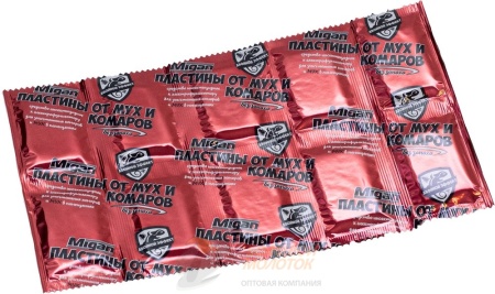 Пластины от мух и комаров красные 10 шт. MIGAN Я-1780 /200