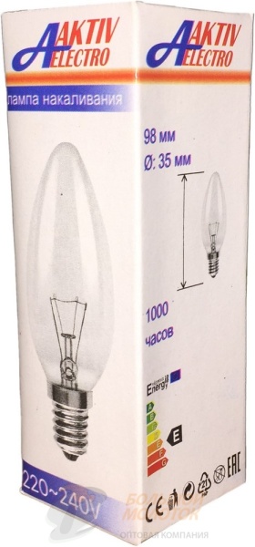 Лампа свеча 60 Вт Е14 (100) КНР