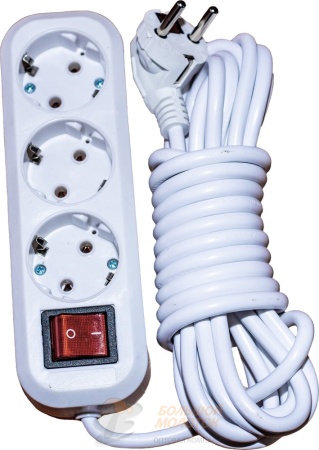 Удлинитель 5 м 3 гнезда с кнопкой /60