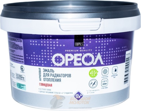 Эмаль акриловая для радиаторов ОРЕОЛ белая глянцевая 0,5 кг /8