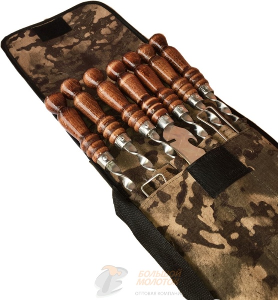 Набор шампуров в чехле 6 шт. дерев ручки /15