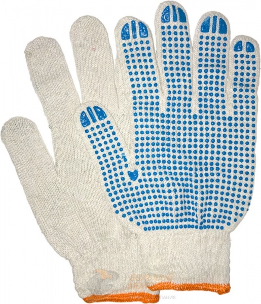 Перчатки х/б голубая точка, №103 /10 /250