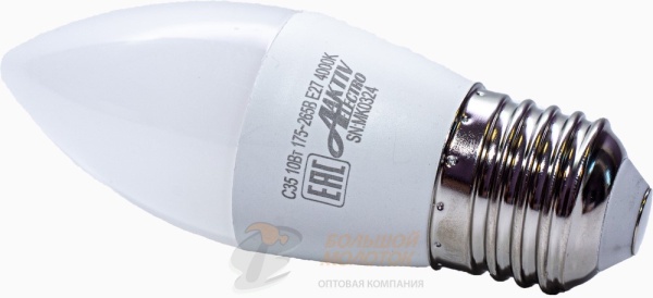 Лампа светодиодная LED- C37 10 Вт 175-265В Е27 4000K СВЕЧА /10 /100