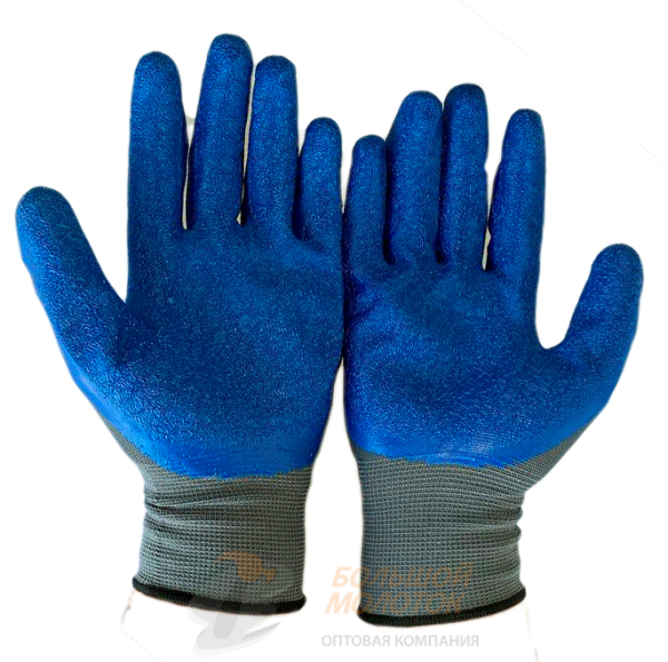 Перчатки серые с син. обливкой Luva №124 /12 /240