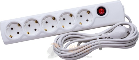 Сетевой фильтр РВС РАДИСТ 16-005 16 А 5 гн с кнопкой ПВС 3х1,0 (5м) /20