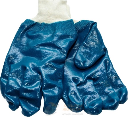Перчатки синий облив, белый манж. масло-бензостойкие №66 /12 /360