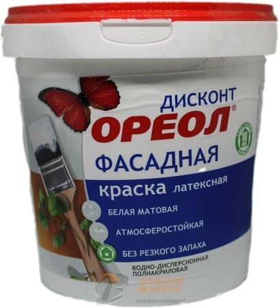 Краска Дисконт ВД фасад.  1,5 кг белая матовая 3242 /6