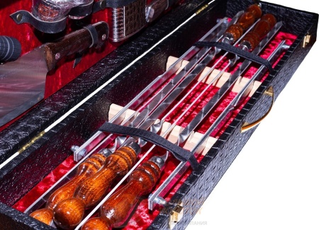 Набор шампуров подарочный, деревянная упаковка