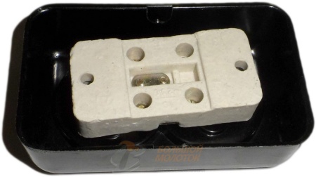 Розетка РА 10-009 2ОП, черная, с фарф. осн. /130