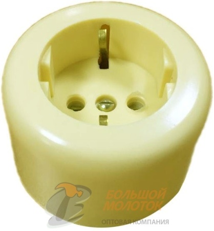 Розетка РА 10-011 1ОП круглая, белая, под ЗК