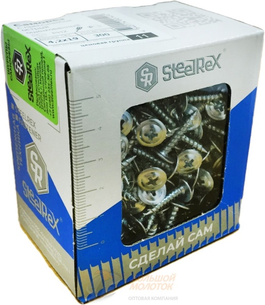 Саморез полусф. с прессшайб. МЦП острый 4,2*19 цинк 300 шт /32