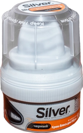 Крем-блеск для обуви черный Silver KS2001-01 50мл с губк. /12 /48