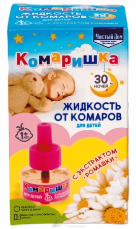 Жидкость от комаров "Чистый дом" Комаришка для детей, 30 ночей /10 /80