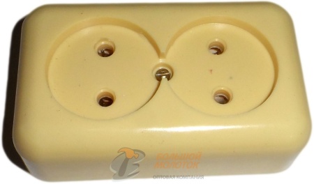 Розетка РА 10-009 2ОП, белая, с фарф. осн. /130