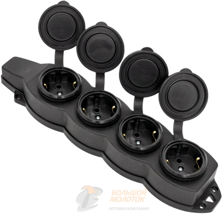 Колодка EKF 4 розетки с крышк. IP44 каучук МАРС 16А