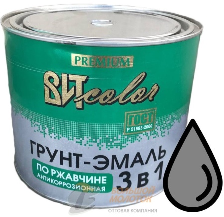 Грунт-эмаль по ржавчине 3в1 серая 1,8 кг /6