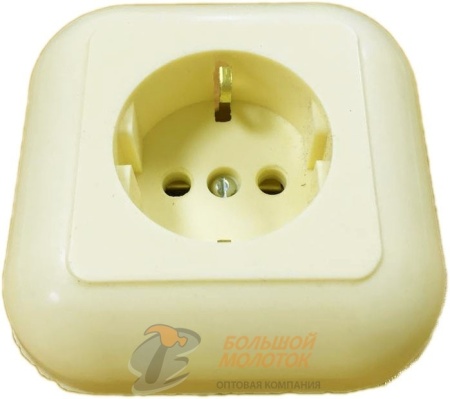 Розетка РС 10-002 1СП квадратная, белая, под ЗК