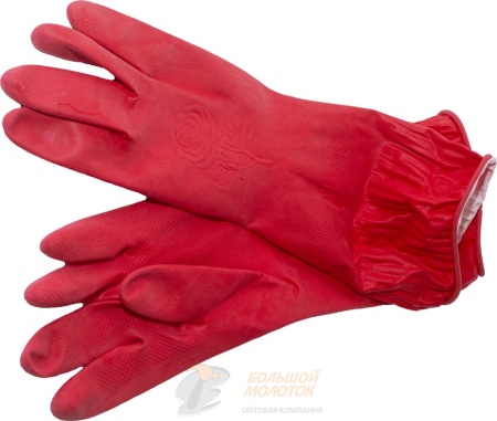 Перчатки резиновые длинные красные(белые) M JST703-M /10 /200-300