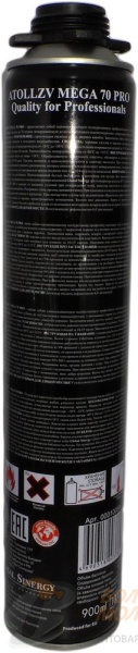 Пена монтажная "ATOLL ZV" Mega 70 PRO проф. 900 мл. (910гр.) /12