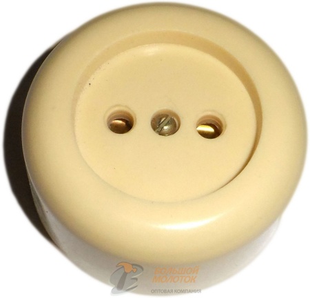 Розетка РА 10-007 1ОП круглая, белая, с фарф. осн.
