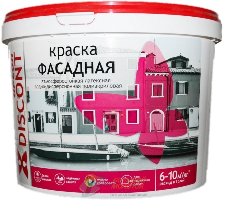 Краска Дисконт ВД фасад. 13 кг белая матовая 6502 