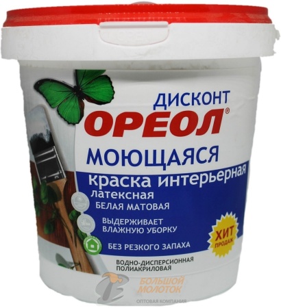 Краска Дисконт ВД интерьер. моющаяся 1,5 кг белая матовая 3211 /6