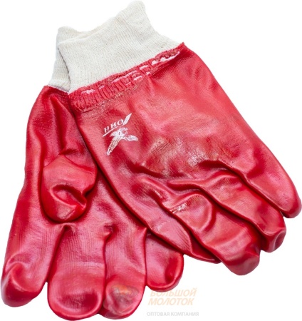 Перчатки ХБ красный облив, маслобензостойкие №67 /12 /120