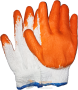 Перчатки х/б оранж. ладошка, синяя кайма №19 /10 /600
