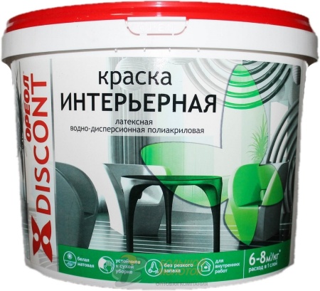 Краска Дисконт ВД интерьер. 13 кг белая матовая 6540 