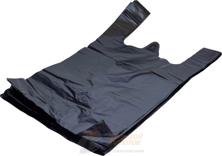 Пакет "Майка" 33*55/8*2 К-14 Черный 25 мкм 100 шт /20