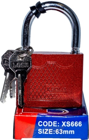 Замок навесной Красный 63 мм XS666 /60