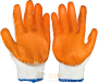 Перчатки х/б оранж. ладошка, синяя кайма №19 /10 /600