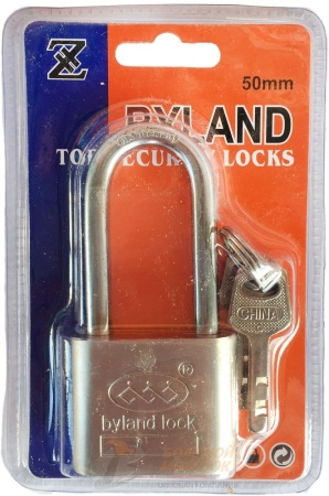 Замок навесной на оранж блистере 3 ключа 50 мм  длин. дужка /72