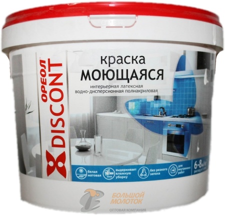 Краска Дисконт ВД интерьер. моющаяся 3 кг белая матовая 3129 /4