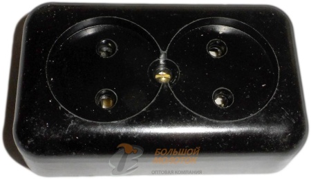 Розетка РА 10-009 2ОП, черная, с фарф. осн. /130