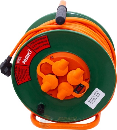 Удлинитель на катушке (ОРАНЖЕВЫЙ) GLANZEN 4 гн. ПВС 3х1.5 50 м IP44 16А арт. EВ-50-007	