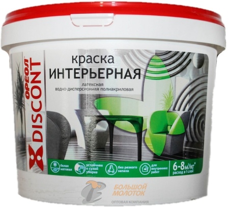 Краска Дисконт ВД интерьер.  3 кг белая матовая 3150 /4